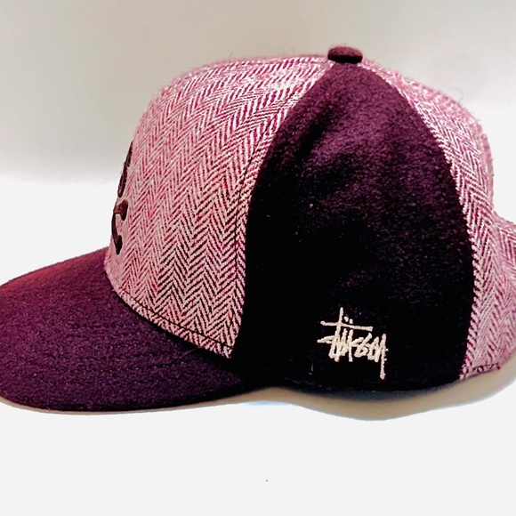 STUSSY wool blend Crossbone Snapback Hat 04' - Picture 2 of 5